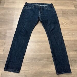AG Adriano Goldschmied Mens Straight Leg Dark Wash Button Fly Jeans 36R